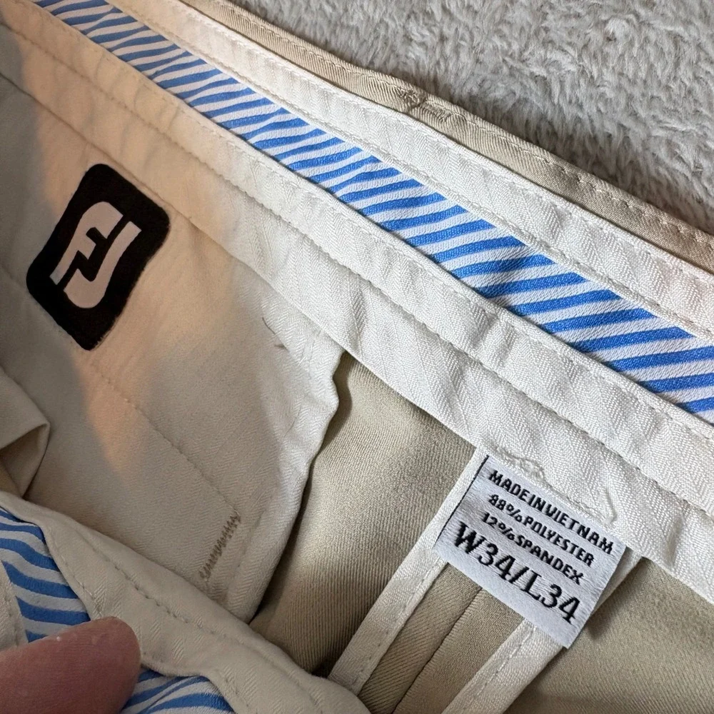 FootJoy Pants‎ Men 34x34 (Fits 34x32) Performance Golf Khaki Tan Stretch Regular